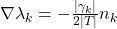 \nabla \lambda_k = -\frac{|\gamma_k|}{2|T|}n_k